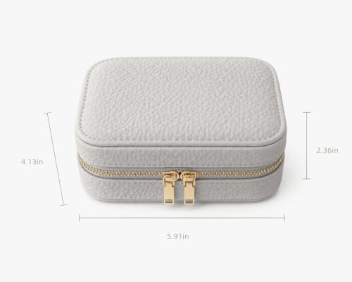 Travel Jewelry Case with Tangle-Free Necklace Holder, Foldable Mirror Brush