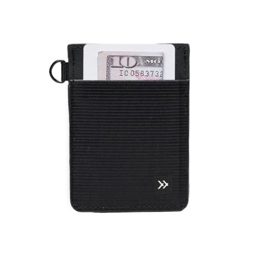 Thread Wallets Ultra Slim Wallet Vertical Leather Card Sleeve Wallet Thin Card Holder Minimalist Card Holder Wallets RFID Secure Black - color: Black