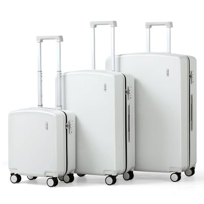 Hanke Hard Shell Luggage Sets 3 Pieces, 16/24/28 Inch Travel Suitcase - color: Smoke White, size: 16+24+28 Inch