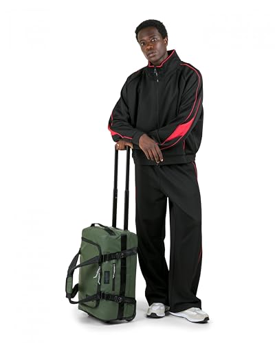 Eastpak Duffel Pack Wheel S – 38L Wheeled Duffel with Telescopic Handle, Convertible Backpack Straps, Weatherproof Finish & Gear Loops - color: Tarp Forest