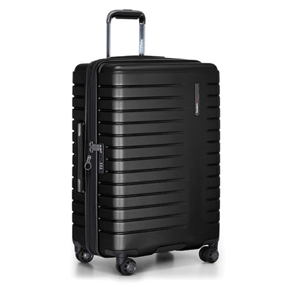 Traveler's Choice Archer Polycarbonate Hardside Spinner Luggage Set, Tie Down Straps, Black, Checked 25-Inch - color: Black, size: 1-Piece (Checked 26-Inch)