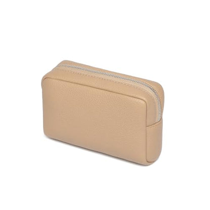 Makeup Bag for Purse Travel Cosmetic Bag (PU Sandy) - color: Sandy