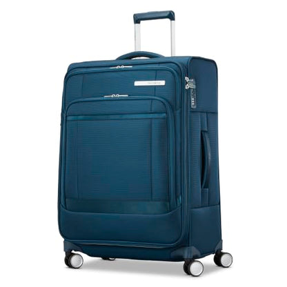 Samsonite Soft-Sided Medium Checked 25-Inch Expandable PortLift Suitcase: Durable, 360° Spinner Wheels, Adjustable Handle, TSA Lock, 2 Front & Side Pocket- Marine Blue - color: Marine Blue, size: 25-Inch Checked-Medium