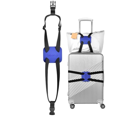 Luggage Straps Bag Bungee for Luggage， High Elastic Suitcase Adjustable Belt Bag Bungees with Buckles (Black/Blue) - color: black/blue