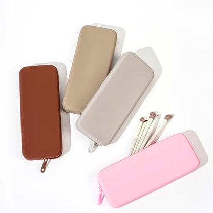 Silicone Makeup Brush Holder Travel Makeup Bag Soft Portable Brush Organizer, Large Travel Essentials Makeup Brush Case Zipper Pouch (Purple) - color: Purple