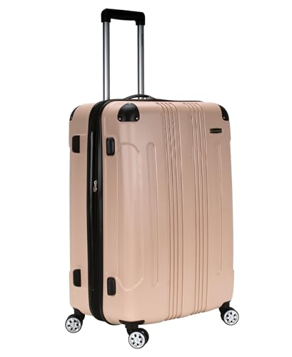Rockland London Hardside Expandable Spinner Wheel Luggage, Checked Large 28", Champagne - color: Champagne, size: Checked 28"
