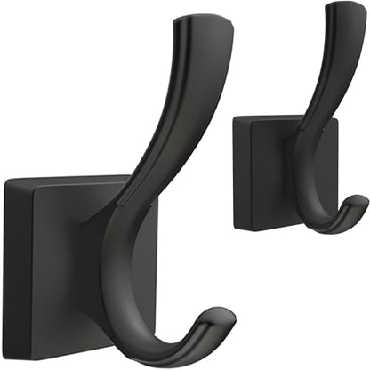 TOFIIGREM Black Towel Hooks, Coat Robe Hooks Bathroom Entryway Mudroom Pool Hooks for Wall Mount Hanging Towels Bathrobe Key Hat Backpack (2 Pack, Black) - color: Black, size: 2 Pack