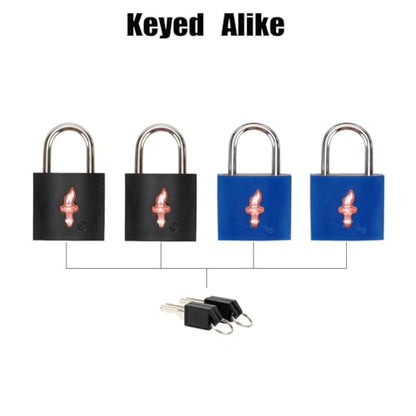 Safe Skies Keyed Alike TSA Lock 4-Pack, Black+Blue - color: black+blue
