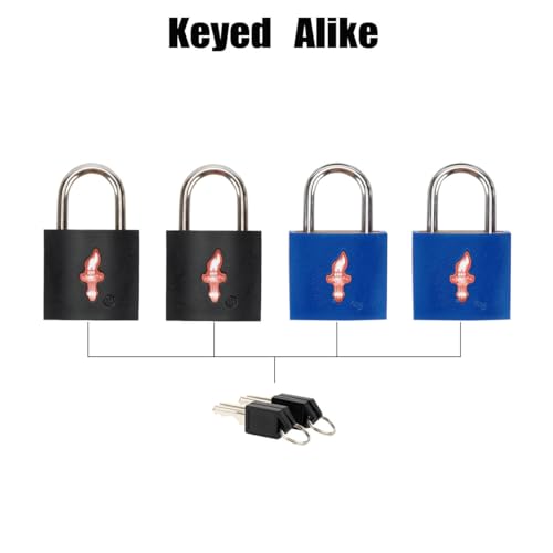 Safe Skies Keyed Alike TSA Lock 4-Pack, Black+Blue - color: black+blue