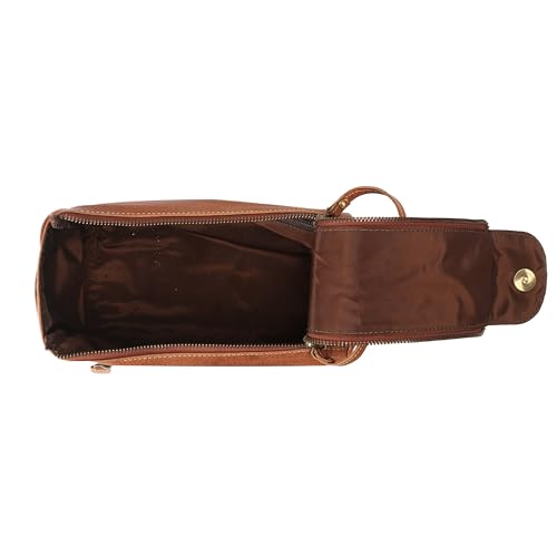 KomalC Buffalo Leather Toiletry Bag for Men & Women, Travel Pouch - color: Chicago Buff
