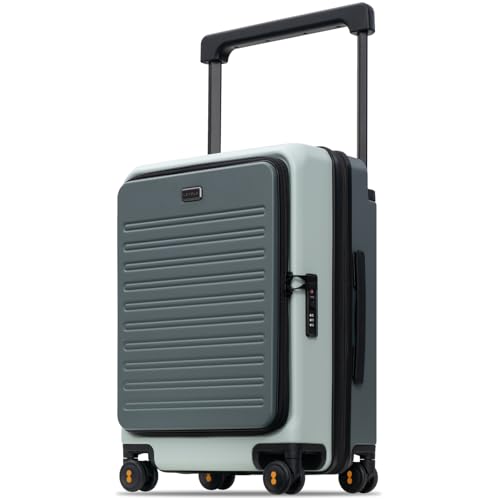 LEVEL8 Top Opening Carry on Luggage, 20 Inch Wide Handle Suitcase, Celadon - color: Celadon, size: 20Inch