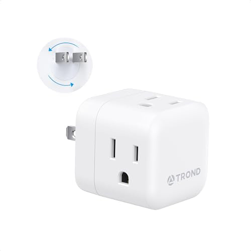 TROND 2 Prong to 3 Prong Outlet Adapter with 360 Rotating Plug - color: White, size: 2 Prong-1 Pack