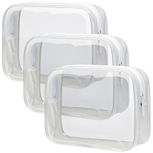 PACKISM Clear Makeup Bag Travel - TSA Approved Toiletry Bag, Matte White - color: Y- Bright White, size: Medium Set