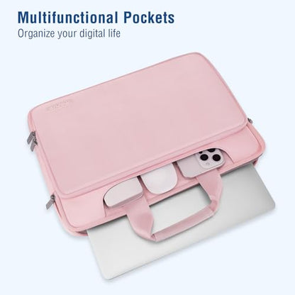 MOSISO 360 Protective Laptop Bag 13.3 inch, 13-14 inch Computer Bag | Compatible with MacBook Air 13 inch/Pro 13 /Pro 14, HP,Dell,Notebook, Laptop Carrying Case with Strap&Handle, Pink - color: Pink, size: 13.3 inch
