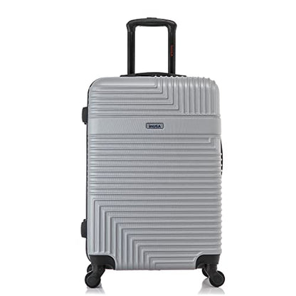 InUSA RESILIENCE Luggage with Spinner Wheels | Durable Lightweight Hardside Suitcase, Spacious Travel Bag with Handle and Trolley | 24-Inch Medium Checked Luggage | Silver - color: Silver, size: 24 Inch