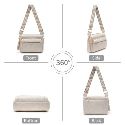 Vegan Leather Crossbody Bags for Women Anti theft Purses and Handbag - color: Beige