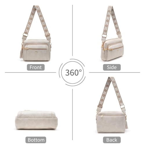 Vegan Leather Crossbody Bags for Women Anti theft Purses and Handbag - color: Beige