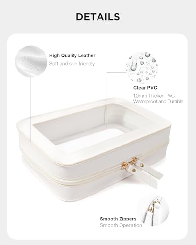 LETGO Clear Sunscreen Makeup Bags Pouch, TSA Approved Toiletry Bag with Zipper, Portable Make Up Organizer Traveling Compact Car Bag for Beach Essentials(Clear-White) - color: Clear-White