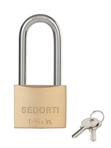 SEDORTI Weatherproof Padlock with Stainless Steel 304 Long Shackle and Solid Brass Body, 1-9/16 in. Wide, 8 Padlocks Keyed Alike, Marine Grade Rustproof Lock for Outdoors Use YNBSP840 - color: YNBSP840