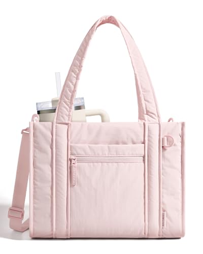 BAGSMART Boxy 여성용 토트백, 지퍼가 달린 크로스바디 작업 가방 - color: 핑크, size: 스몰