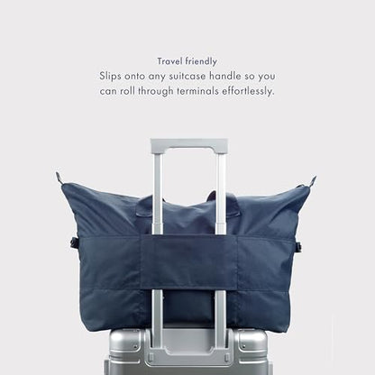 Packable Travel Bag - Compact Folding Duffel Bag - Carry On Expendable Weekender Bag - Pockets (Navy) - color: Navy