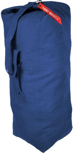 Top Load Heavyweight Cotton Canvas Tactical Military Duffle Bag Carryall Shoulder Storage Bulk Travel Bag, Navy Blue - 12" x 12" x 27" - color: Navy Blue, size: 21" x 36"