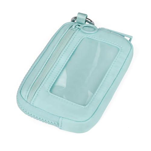 The Iris Wallet Zipper Mini Coin Purse Keychain ID Holder Wallet - color: Aqua Sky