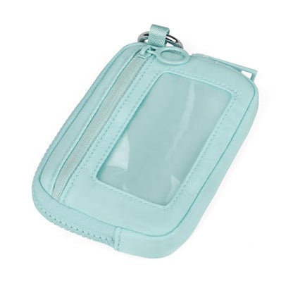 The Iris Wallet Zipper Mini Coin Purse Keychain ID Holder Wallet - color: Aqua Sky