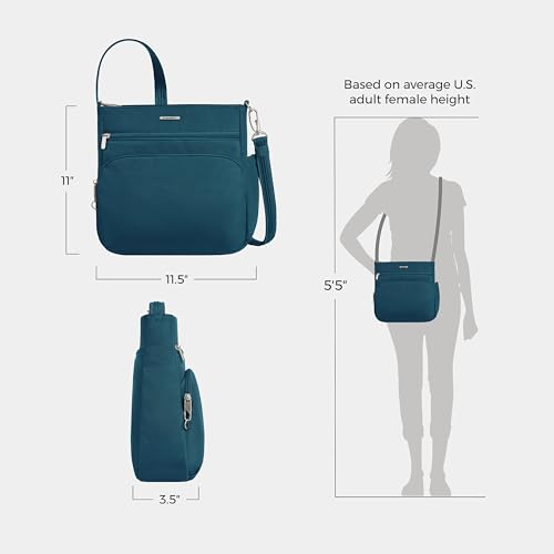 Travelon Anti-Theft Classic North/South Crossbody Bag - color: Teal