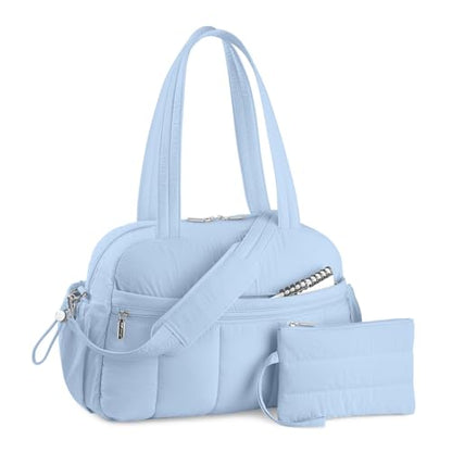 TOPDesign Travel Duffel Bag, Puffy Carry On Overnight, Gym Bag w/Wet Pocket - color: Ocean Blue