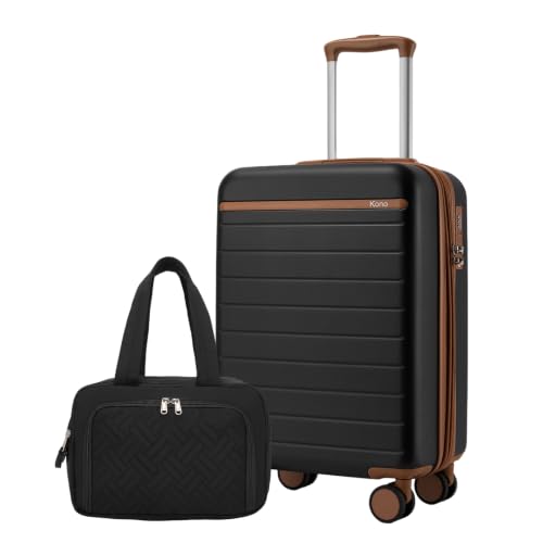 Kono 2-Piece Luggage Set 20in Carry-On luggage Duffel bag Waterproof Black - color: Black, size: 2-piece set (DB/20")