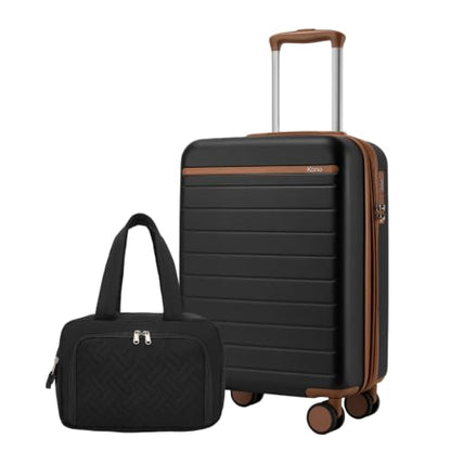 Kono 2-Piece Luggage Set 20in Carry-On luggage Duffel bag Waterproof Black - color: Black, size: 2-piece set (DB/20")