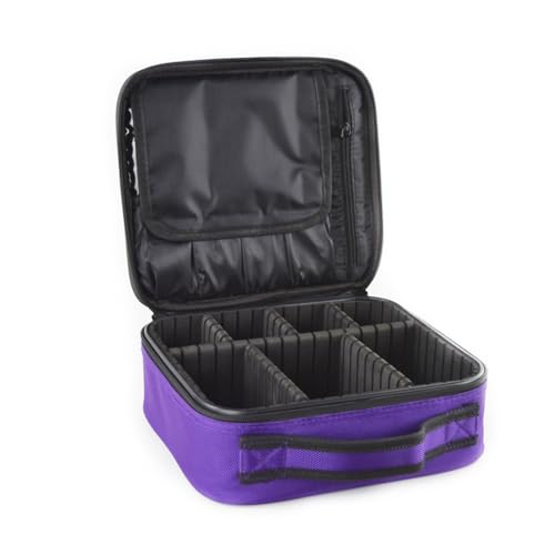 Semilyn Travel Makeup Bag for Women Makeup Organizer Train Case Cosmetic Makeup Storage Bag Organizer with Adjustable Dividers for Brush,Nail Tool,Toiletry,Jewelry Digital Accessories Purple