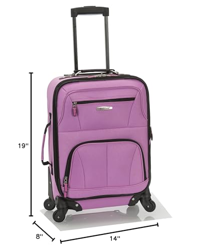 Rockland Pasadena Expandable Spinner Carry-on 19", Pink - color: Pink