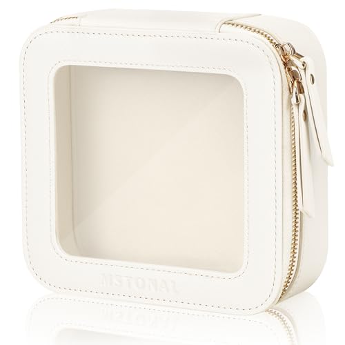 Small Clear Makeup Bag for Purse, Travel Cosmetic Case, Ivory, Mini - color: Ivory White, size: Mini