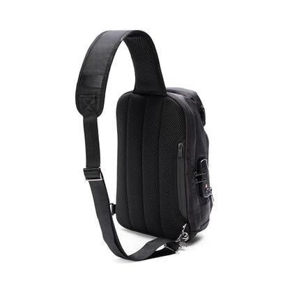 Equinox Sling Backpack Anti Theft Combination Lock Chest Shoulder Bag Waterproof Crossbody Casual Daypack (Black) - color: Black