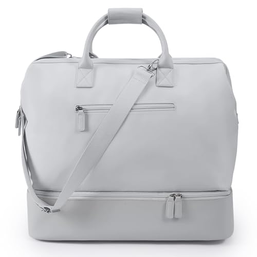 Nobl Travel Weekender Bag for Women & Men, Large Carry-On Duffel, Silver - color: Silver