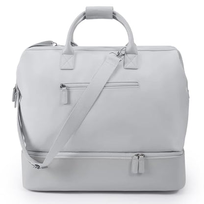Nobl Travel Weekender Bag for Women & Men, Large Carry-On Duffel, Silver - color: Silver