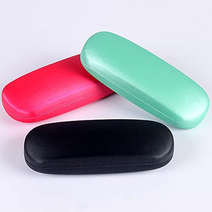 ADBGV 3Pcs Unisex Hard Shell Eyeglasses Cases, Protective Case For Glasses,Sunglasses Case with Cleaning Cloth - color: A_black+rose Red+green