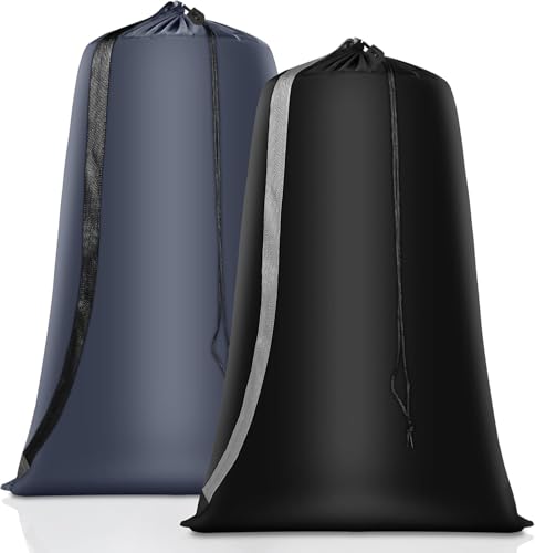 Coomee Heavy Duty Laundry Bag, 2 Pack XXL Nylon Laundry Bags with Straps - color: Black+Gray, size: 48" x 28" x 1"