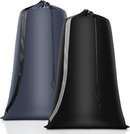 Coomee Heavy Duty Laundry Bag, 2 Pack XXL Nylon Laundry Bags with Straps - color: Black+Gray, size: 48" x 28" x 1"