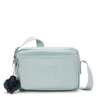 Kipling Women’s Abanu Medium Crossbody Bag, Lightweight, Adjustable Nylon Waist Pack with Multi-Compartment Zip Pockets - color: Breezy Blue, size: 3.5''L x 6.75''H x 9.5''D
