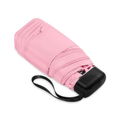 Mini Travel Umbrella Compact for Purse Lightweight Nano Waterproof for Rain - color: 0701.Pink