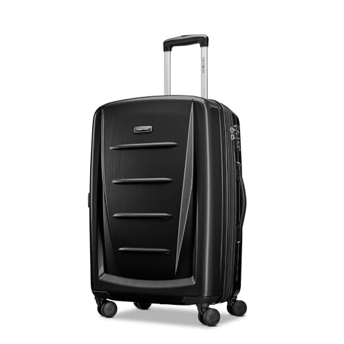 Samsonite Winfield 2 Hardside Expandable Luggage with Spinner Wheels, Brushed Anthracite, Checked-Medium 24-Inch - color: Brushed Anthracite, size: Checked-Medium Spinner