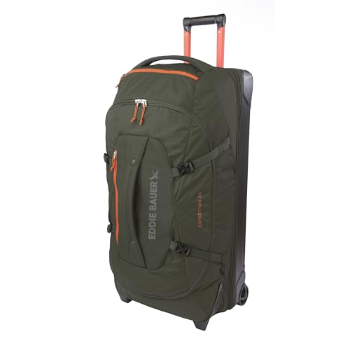 Eddie Bauer Expedition Rolling Duffel Bag with Wheels - Dark Thyme, 34" - color: Dark Thyme, size: 34" (Check-In)