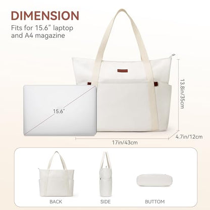 Tote Bag for Women, 18L Large Capacity Hobo Handbags with Zipper - color: White, size: Medium