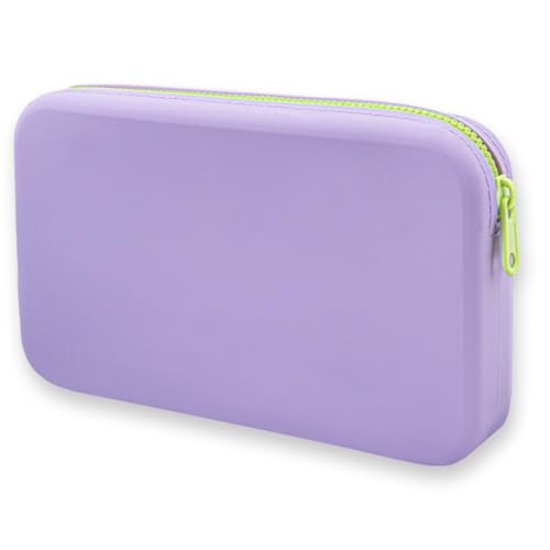 Makeup Pouch Portable Square Cosmetic Storage Bag Silicone Makeup Brush Holder Travel(purple)