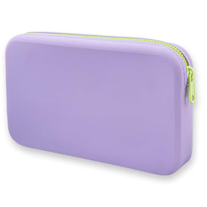 Makeup Pouch Portable Square Cosmetic Storage Bag Silicone Makeup Brush Holder Travel(purple)