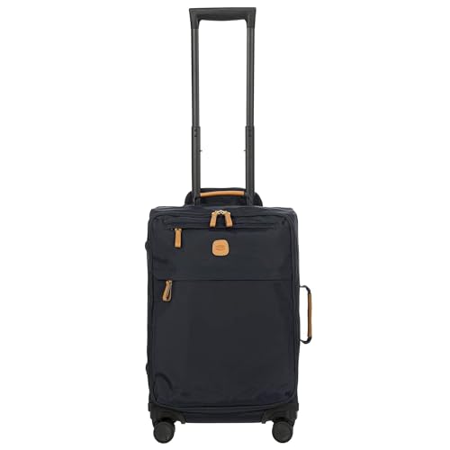 Bric's X-Travel 21” Carry-On Spinner – Airline Approved Luxury Softside Luggage with 360° Wheels, Recycled Water-Resistant Fabric, Interior Pockets, and Leather Details – Navy - color: Navy, size: Carry-On