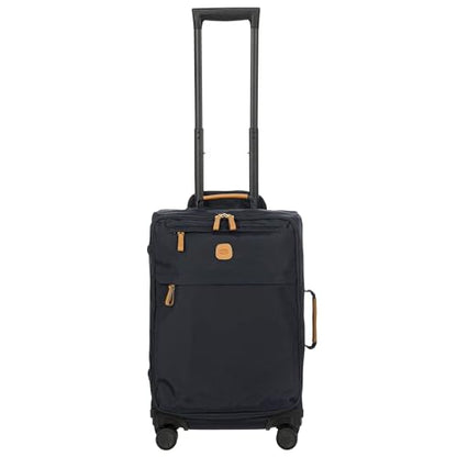 Bric's X-Travel 21” Carry-On Spinner – Airline Approved Luxury Softside Luggage with 360° Wheels, Recycled Water-Resistant Fabric, Interior Pockets, and Leather Details – Navy - color: Navy, size: Carry-On
